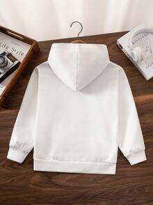 Tween Boy Classic Casual Versatile Solid White Sweatshirt, Suitable For Layering Or Wearing Alone - White - View 2