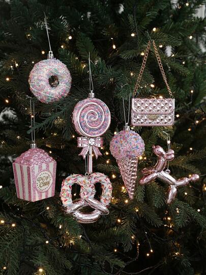 1pc Pink Christmas Decoration, Christmas Tree Ornament, Candy, Snowman, Christmas Tree Accessories, Holiday Party Decor, Suitable For Wedding, Party, Bar, Family Gathering, Rhinestone Pink, Gift For Friends