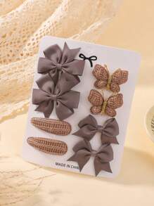 8 件/套极简主义蝴蝶结发夹，波西米亚针织蝴蝶女孩发夹，马尾辫夹，适合节日派对、旅行、时尚发饰套装 - 蝴蝶結髮夾 - 查看 17