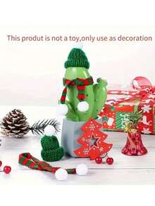 6pcs Mini Christmas Decorations - Mini Santa Hats & Scarves, Mini Knitted Santa Hats, Small Christmas Bottle Toppers, Doll House Christmas Party Decor, Home Decor