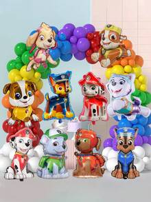 Paw Patrol 5 Stücke Hunde Team Patrouille Aluminium Folie Ballon Set, Kies, Archie, Flauschige Kombination Geburtstags Szene Dekoration Luftballon