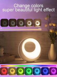 1pc Rechargeable Touch Night Light, Dimmable Touch Desk Lamp, Portable Ring Light For Bedroom, Rechargeable Bedside Lamp, Suitable For Bedroom, Nursery, Hallway, Living Room And More - Multicolor - View 4