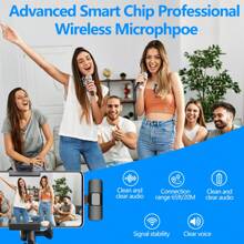Wireless Mini Clip-On Microphone, Compatible With IPhone & IPad - Wireless Dual Microphone, Plug And Play, Ultra-Low Latency, Built-In Noise Cancellation Chip, 5 Hours Battery Life, Suitable For Two-Person Creation, 50mAh - YJH-k9 - View 9