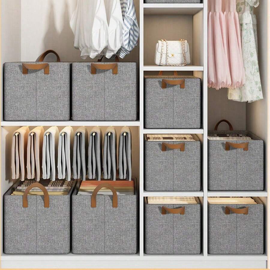 1pc Large Foldable Closet Storage Organizer Clothes Storage And Organization Box Closet Storage Box With Carrying Handles Thickened Steel Frame Toy Organizer Box For Clothes Wardrobe Home Bedroom