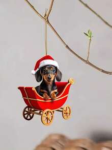 1/3/5 piezas Colgante de perro salchicha acrílico 2D plano - Llavero acrílico navideño, Accesorio de llavero de mascota lindo, Idea de regalo de festival, 2D plano, Mejor para Navidad, Decoración navideña