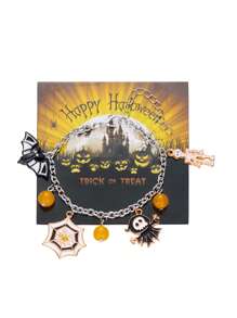 1 Braccialetto a catena con ciondolo a forma di zucca, pipistrello, ragnatela e fantasma, di moda per ragazze, adatto per occasioni festive