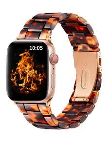 1條女款棕色極簡替換錶帶，適用於Apple Watch 38mm 40mm 41mm 42mm 44mm 45mm 46mm 49mm，創意豹紋設計錶帶，適用於Apple Watch Series 11 10 9 8 7 SE 6 5 4 3 2 1 Ultra 3/2/1，時尚智慧手錶錶帶 - 棕色 - 查看 3