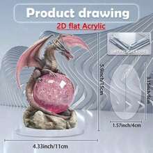 1 pieza Figura decorativa vintage bohemia de dragón de cristal y bola de cristal 2D, adorno de escritorio, adecuado para oficina, sala de estar, regalo de cumpleaños creativo, tema animal, multiusos, sin necesidad de energía o batería, decoración de habitación, decoración del hogar, decoración de restaurante - Multicolor A - Ver 9