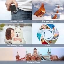 紧凑型数码相机，180°翻转屏，带彩色滤镜、闪光灯和8倍光学变焦，是视频博客和摄影的理想之选，配件齐全。圣诞节、感恩节礼物佳选。