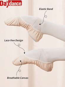 Daydance Scarpe da ballo da donna, scarpette da balletto per adulti, suola morbida, scarpe da danza professionali in tela per l'allenamento di balletto - Albicocca - Visualizzare 2