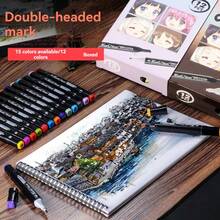 Bộ quà tặng bút dạ hai đầu 12/24 màu | Đầu bút mảnh, thích hợp để phác thảo và vẽ nguệch ngoạc | Có nhiều bộ màu khác nhau - Nhiều màu - Xem 2