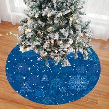 Christmas 1pc Christmas Theme Modern Minimalist Art Blue Theme Snowflake And Flower Pattern Colorful Printed High Quality Polyester Christmas Tree Skirt, 35.43inch 47.24inch 57.08inch, Suitable For Christmas Decoration In Various Scenarios, Suitable For , Thanksgiving, Christmas And New Year Home Decor Christmas Decorations Room Decor Winter Christmas Decorations Home Christmas Gifts Christmas Decor - Multicolor - View 3