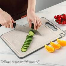 1pc Double-Sided Stainless Steel Cutting Board, Diamond Textured Non-Slip Kitchen Chopping Board, Anti-Scratch Design With Juice Groove, Durable For Meat, Vegetables, Fruits
