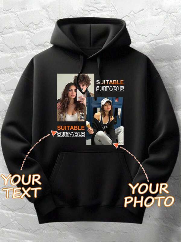 Personalizowana bluza z kapturem dla mężczyzn, dodaj swój tekst i zdjęcie/parę/rodzinę/najlepszego przyjaciela/zwierząt domowych, Halloween/Boże Narodzenie/powrót do szkoły, personalizowany projekt, urodziny/Walentynki/rocznica, czarna męska bluza pullover z kapturem, męska casualowa bluza z kapturem, jesienna góra, prezent dla najlepszego przyjaciela, zimowe góry, prezent na rocznicę, prezent na Walentynki, prezent dla męża, prezent dla niego, męska jesienna bluza