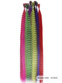 16 Inch Colorful Synthetic Feather Hair Extensions Wig 10 Strands/Pack Feather Hair Extensions Zebra Pattern Feather Wig Accessories Women's Hair Extensions