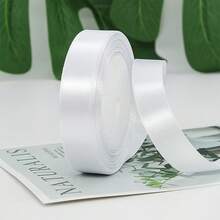 1 Roll 25 Yards White Christmas Satin Ribbon, Handmade Bow Craft, Wedding Christmas Decoration DIY, Card & Gift Wrapping