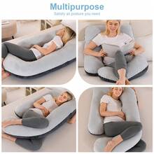 Pregnancy Pillow, J-Shaped Full Body Pillow, Nursing Pillow, Support And Pregnancy Pillow For Pregnant Women With Removable Cover - 灰/黑 - 查看 1