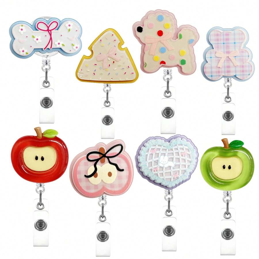 1pc Cute Fruit Cartoon Retractable Layered Acrylic Easy-Pull Badge Clip, Fun For Doctors And Nurses - Multicolor - View 1