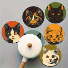 6pcs Dalmatian Dog Printed Wooden Coasters, Suitable For Holidays, Family Gatherings, Bars, Offices, Homes, And Various Occasions (3.93in*3.93in) - Multicolor 4 - View 4