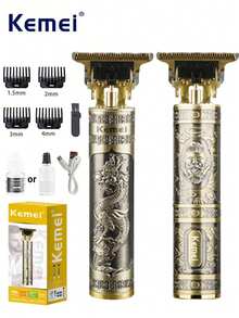 Kemei KM-T9 Men's Professional Zero Gap Hair Clipper & Beard Trimmer | USB Rechargeable, Multifunctional Men's Electric Shaver With Guide Comb | Barber Home & Travel Grooming | Christmas Gift For Dad