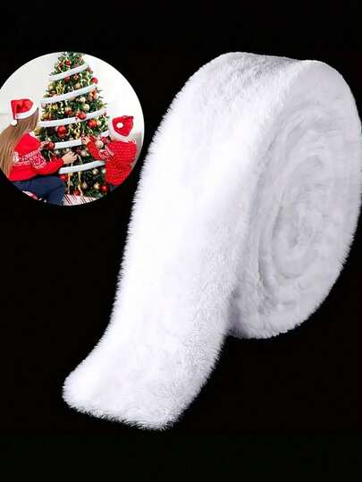 White Imitation Rabbit Fur Edge, 1.97 "X 59.06"-Perfect For Christmas Tree Skirts And DIY Handicrafts, Christmas Decorations, Cloth Christmas Decorations, White Rabbit Plush Handmade DIY Accessories, White Ribbon. Christmas Decoration Christmas Tree Gift Decor Thanksgiving Wedding Home Decor Autumn Decor Birthday Decorations For Gifts Party Supplies