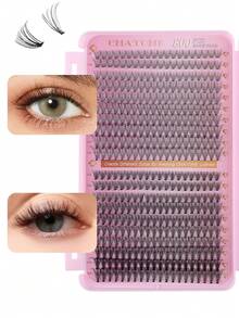 648/666/720套D型卷翘大容量睫毛套装，簇状睫毛。规格有10D+20D+30D+40D/30D+40D+50D+60D/50D+60D+80D+100D。套装提供多种不同组合，簇状睫毛长度从10毫米到16毫米不等，自然柔软。套装包含睫毛胶水、粘合剂和密封胶、睫毛簇状套装、睫毛、假睫毛。 - 粉色 - 查看 7
