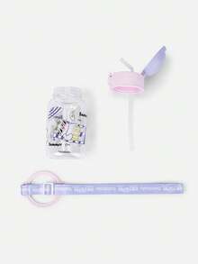 Balabala Kids Water Bottle Straw Cup Cartoon Design Portable Travel - Pink Purple - View 3