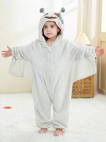 MICHLEY 1Pc Baby Cartoon Animal Form Flannel Cute Sleeping Bag Long Sleeve Zipper Hooded Comfortable Children's One-Piece Pajamas Unisex Baby Products Suitable For Living Room,Halloween,Party Wear