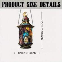 1 szt. 2D akrylowa dekoracja w kształcie latarni, klasyczna wisząca dekoracja z wzorem księżyca i gwiazd, odpowiednia na Święto Dziękczynienia, Nowy Rok, prezent na Boże Narodzenie, nie wymaga prądu, idealna dekoracja do domu, motyw religijny, prezent duchowy, do powieszenia na oknie