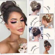 1pc Natura Hair Ball Real Messy Curly Wig Flower Bud Clip Easy Clip In Hair Suitable For Weddings Parties Daily Use Women's Hair Extensions - Black - View 6