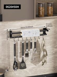 1pc Kitchen Hook Rack No Punch Hanging Rod Kitchen Storage Rack Spatula Spoon Hanger Wall Mounted Kitchenware Storage