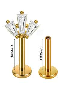 1 件不锈钢榄尖形花朵垂直柱耳轮穿孔皇冠/蝴蝶耳环耳钉身体穿孔首饰 - 如圖 - 查看 11