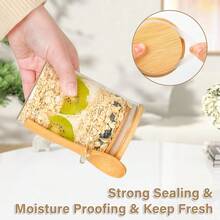 1pc Plastic Food Container With Lid And Spoon, Portable And Reusable Overnight Oats Jars For Picnic, Meal Prep Containers, For Overnight Oats, Pudding, Yogurt And Salad, Kitchen Organizers And Storage, Kitchen Accessories