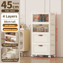 4/5/6-Tier Layer Folding Storage Cabinet,Multi-Purpose Storage,Folds Flat For Storage,Foldable Kitchen Pantry Organizer With Flip Doors ,Multi-Layer Plastic Storage Cabinet, Home Furniture,Space-Saving Home Storage Cabinet, Multi-Use For Bedroom, Bathroom, Dorm & Rental, Easy To Assemble Foldable Storage Cabinets , Suitable For Bathroom, Home, Office, Dorm, Bedroom Organizer Storage - Multicolor - View 18