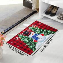 1pc Christmas Tree Pattern Washable Non-Slip Doormat, Suitable For Floor, Bathroom, Living Room, Entryway