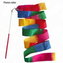 Rhythmic Gymnastics Ribbons, Dance Streamers, Shiny Dance Satin Ribbons With Rotating Baton - Multicolor - View 11