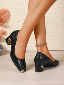 Pumps mit quadratischer Zehenkappe und Blockabsatz, Damenschuhe und mittlerem Absatz, modische vielseitige Loafers mit niedrigem Absatz, Frühlings-/Sommer-Neuheit