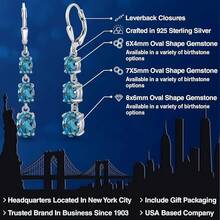 Gem Stone King 3-Stone Leverback Drop Dangle Earrings Women |   925 Sterling Silver |   Gemstone Birthstone |   Oval 8X6MM 7X5MM And 6X4MM |   Fine Jewelry Gifts Her Mom Women Wife - 倫敦藍色托帕石,十一月 - 查看 2