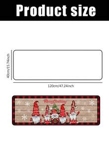 1 pezzo Zerbino decorativo natalizio da 16"X24" / 20"X31" / 16"X47", con motivo di gnomi natalizi, sfondo in legno, bordo classico a quadri rosso e nero, adatto per decorazioni natalizie e invernali, zerbino per l'ingresso di Natale