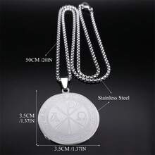 Chi Rho Lord Jesus Necklace For Women Men Stainless Steel Silver Color Christian Constantine Cross Necklaces Jewelry N9717S02 - Necklace - View 5