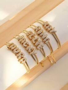 1 chiếc vòng tay charm chữ cái bong bóng hai lớp, kiểu dáng tùy chỉnh, đơn giản, cổ điển, cá nhân hóa, độc đáo, món quà lý tưởng dành cho người yêu, bạn trai, bạn gái, bố, mẹ, gia đình, bạn bè, thú cưng, con trai, con gái, ông bà, kỷ niệm, sinh nhật, đeo hàng ngày, đám cưới, tốt nghiệp, dạ hội, tiệc tùng, sang trọng, tình yêu vĩnh cửu, chữ cái đầu 3D phồng, trang sức thời trang cưới. - Chữ vàng-zircon - Xem 7