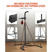 2 In 1 Punching Bag Stand, Steel Heavy Duty Workout Equipment, Adjustable Height Boxing Punching Bag And Speed Bag Stand, Freestanding Sandbag Rack, Holds Up To 140 Lbs, For Home Gym Fitness - 黑色 - 查看 5