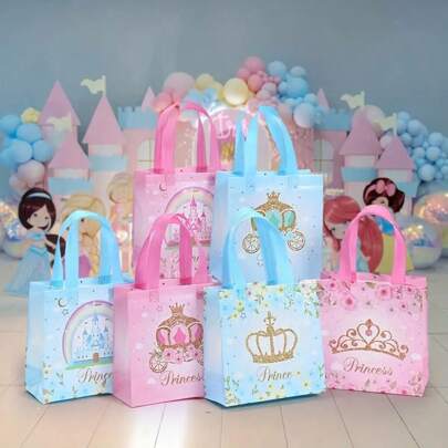 Prince And Princess Party Favor Bags With Handles Prince Princess Goodie Gift Candy Birthday Candy Goodie Bags For Gender Reveal Party Baby Shower Wedding Supplies