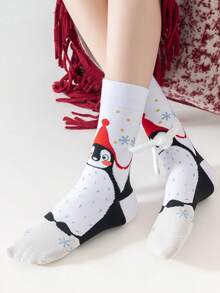 1/2/5 pares de calcetines magnéticos para parejas, calcetines con patrón navideño lindo que se unen automáticamente, calcetines cómodos hasta el tobillo para primavera y otoño - Multicolor - Ver 5