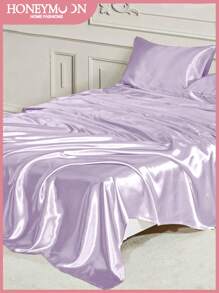 1件装高级丝滑缎面床单，柔软透气，不易起皱，提升睡眠质量，奢华酒店风格，送给父母朋友的理想礼物，深口袋设计，柔软透气，适用于各种尺寸的床——单人床、双人床、特大号床、大号床，通过Oeko-Tex认证 - 蒟蒻紫 - 查看 2