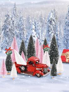 Mini Christmas Tree Desktop, Artificial Christmas Pine Tree, Mini Bottle Brush Trees Tabletop, Small Sisal Trees With Wooden Bases, For Xmas Tabletop Crafts, Xmas Holiday Decor, Indoor Decor Christmas Decorations Winter Room Decor