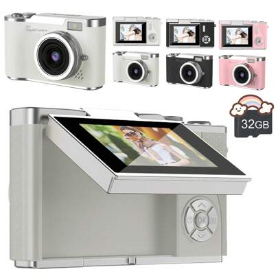 Cámara digital con zoom digital 8X, adecuada para vlogging, pantalla IPS de 2.4", recargable, cámara fotográfica profesional, adecuada para adolescentes, compatible con lector de tarjetas y función OTG, 48MP, ideal para fotografía, videografía y uso como webcam, perfecta como regalo para Año Nuevo, Día de la Madre, Día de Reyes, San Valentín