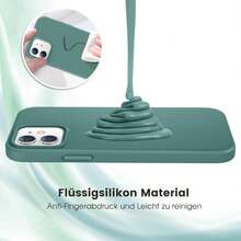 适用于 17 Pro Max、16、15、14、13、12、Mini 11，防震液态硅胶保护壳，内衬柔软防刮超细纤维，也适用于 8 Plus、7、6s 软壳 - 暗夜綠 - 查看 4