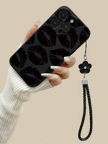 唇形印花直边极简蝴蝶链白色防震加厚手机保护壳，兼容 15 XR/7/8、 15 Pro Max/12 Pro Max/13 Pro Max/14 Pro Max、13、14、11、12、14、11、12P、14P、11P，软壳，防摔，XS、XR、7/8P、7/8 GES2，适用于 A13 4G、A22、A21S、A51 4G、A52、S22 Ultra、A33 5G，兼容 10、Note 11 4G、11 Lite、A53 TPU、A14、A23、S23 Ultra、S24、A14、A15、S23、A73。兼容手机壳 - 黑色 - 查看 3