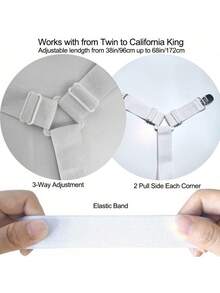 Adjustable Crisscross Bed Sheet Straps (2Pcs) - Elastic Fitted Sheet Clips, Triangle Design, Secure Holder Grippers For All Mattresses - Woven Fabric, Machine Washable Fasteners With Multiple Installation Methods